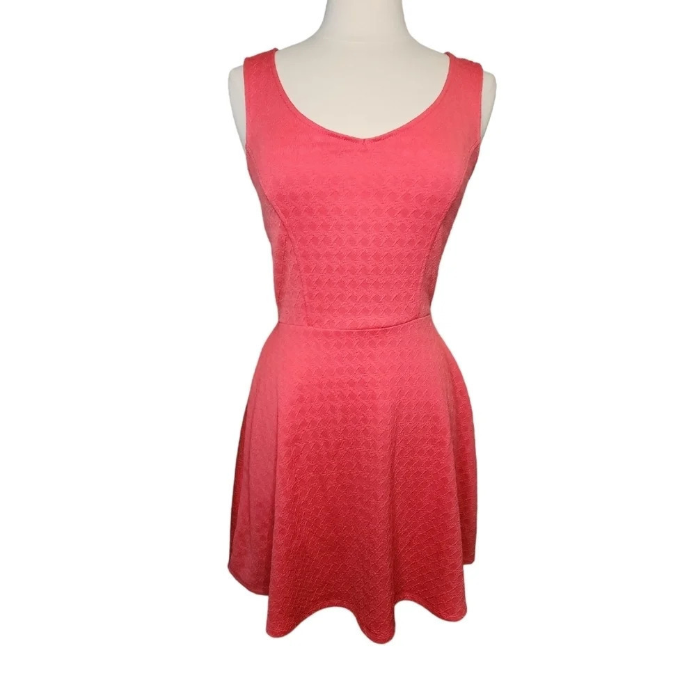 Maurices Salmon Color Skater Dress Size Small Textured Fabric